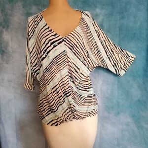 Chic V-Neck Striped Blouse